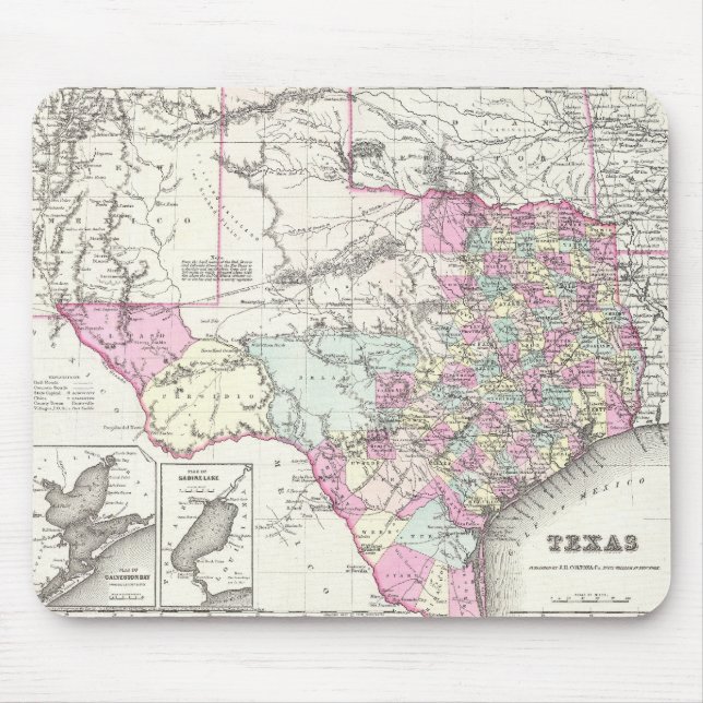 Alfombrilla De Ratón Mapa Antiguo de Texas (1855) (Frente)