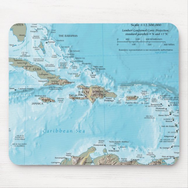 Alfombrilla De Ratón Mapa Antiguo del Caribe - EE. UU. (Frente)