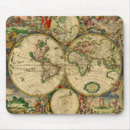 Alfombrilla De Ratón Mapa antiguo del mundo vintage