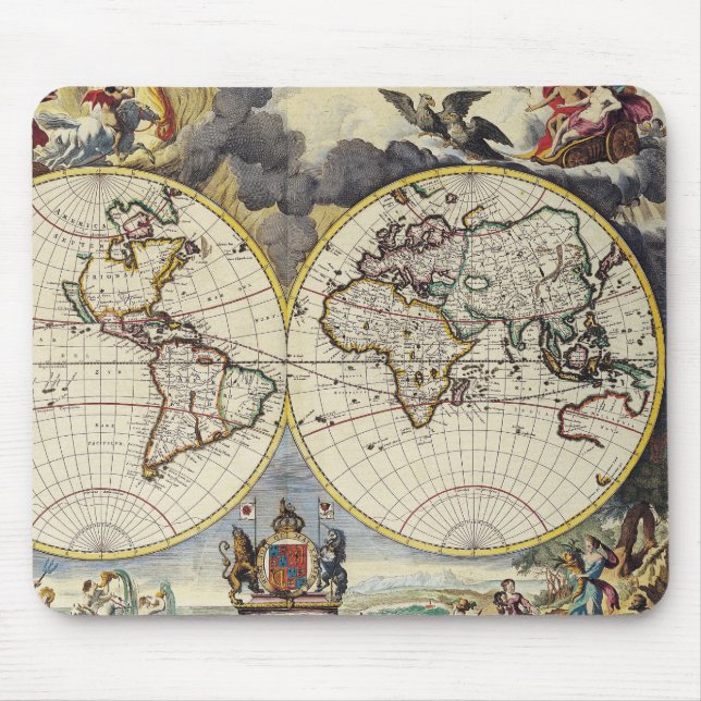 Alfombrilla De Ratón Mapa antiguo inspirado (4) (Frente)