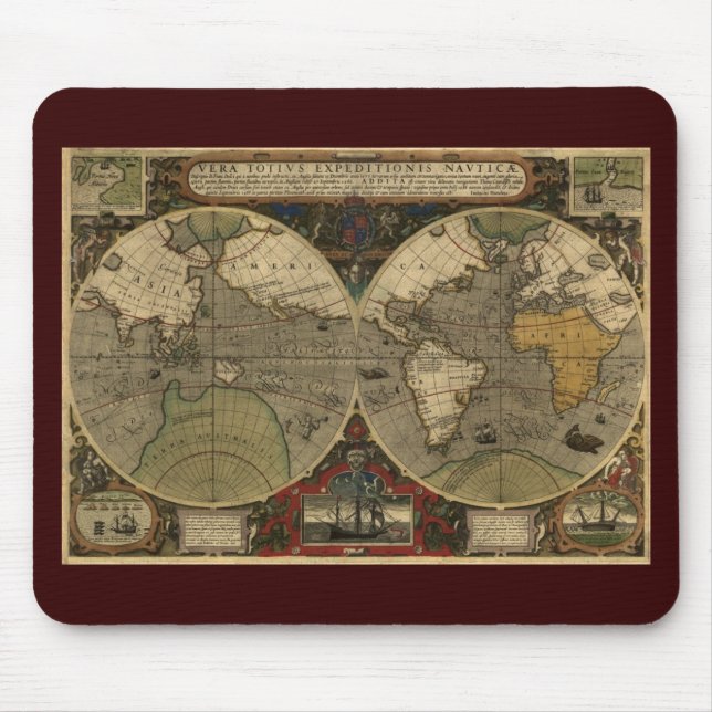Alfombrilla De Ratón Mapa Antiguo Mousepad (Frente)
