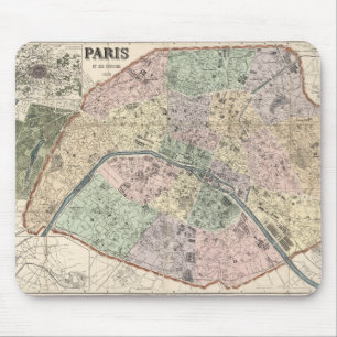 Alfombrilla De Ratón Mapa Antiguo París Francia 1878