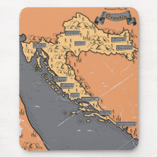 Alfombrilla De Ratón Mapa antiguo vintage de Croacia