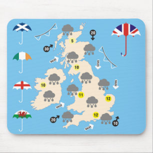 Alfombrilla De Ratón Mapa BRITÁNICO de la previsión metereológica