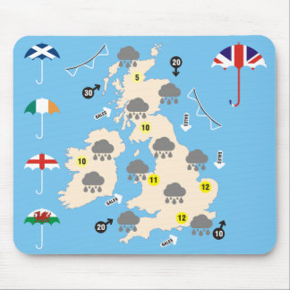 Alfombrilla De Ratón Mapa BRITÁNICO de la previsión metereológica