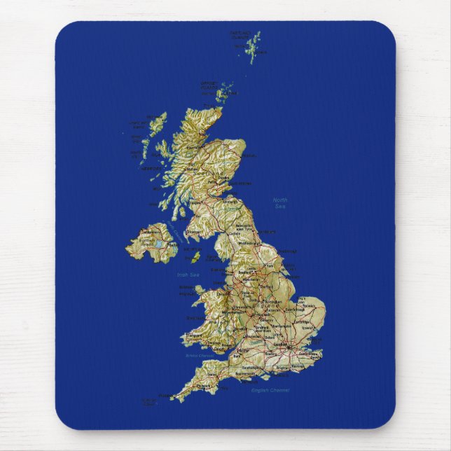 Alfombrilla De Ratón Mapa BRITÁNICO Mousepad (Frente)