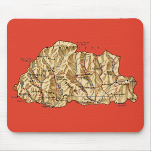 Alfombrilla De Ratón Mapa Butanés