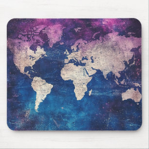 Alfombrilla De Ratón Mapa Celestial Mundial Púrpura del Renacimiento