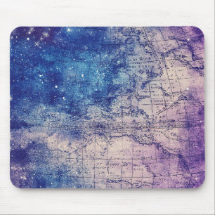 Alfombrilla De Ratón Mapa Celestial Púrpura Místico del Mundo