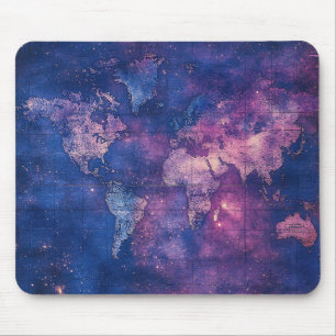 Alfombrilla De Ratón Mapa Celestial Vintage Púrpura Real del Mundo
