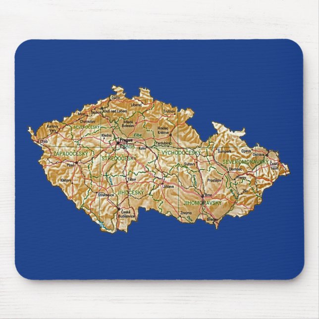 Alfombrilla De Ratón Mapa checo Mousepad (Frente)