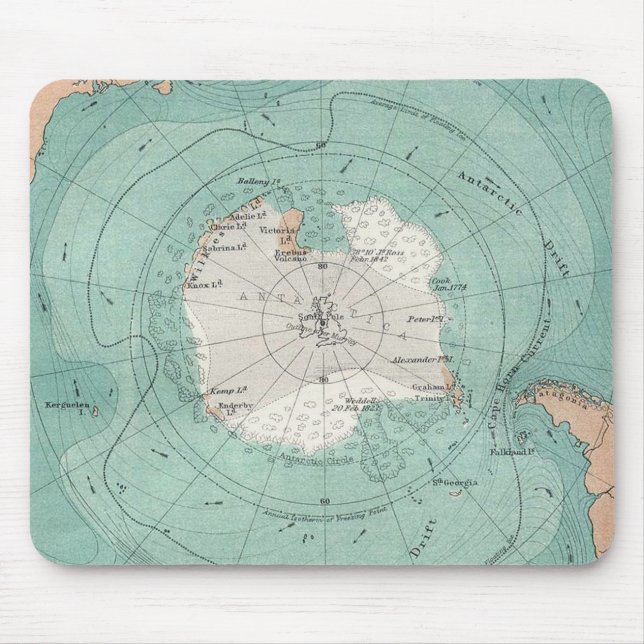 Alfombrilla De Ratón Mapa clásico de Antártida (Frente)
