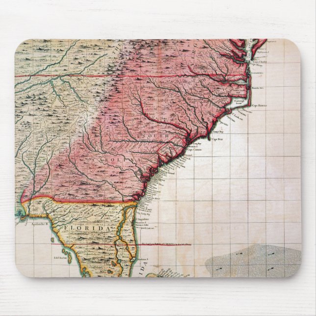 ALFOMBRILLA DE RATÓN MAPA COLONIAL DE AMÉRICA, 1733 (Frente)