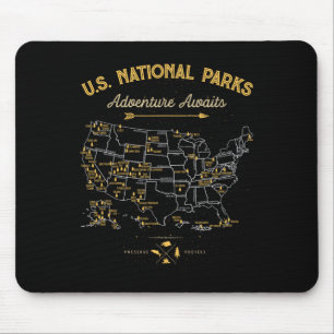 Alfombrilla De Ratón Mapa de 63 Parques Nacionales Mapa Parque Retro Vi
