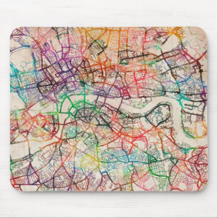 Alfombrilla De Ratón Mapa de Acuarela de Londres