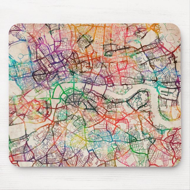 Alfombrilla De Ratón Mapa de Acuarela de Londres (Frente)