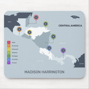 Alfombrilla De Ratón Mapa de América Central de nombre personalizado