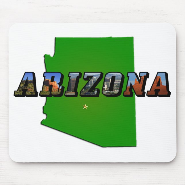 Alfombrilla De Ratón Mapa de Arizona y texto de imagen (Frente)