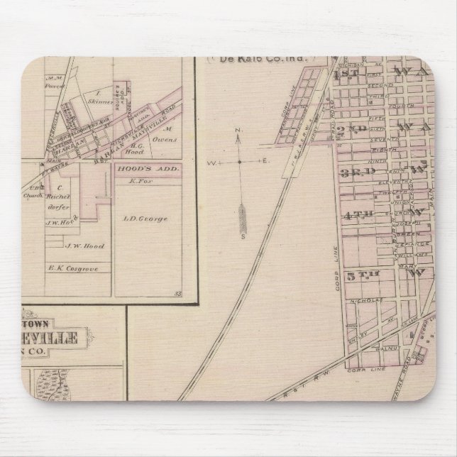 Alfombrilla De Ratón Mapa de Auburn, De Kalb Co (Frente)