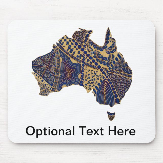 Alfombrilla De Ratón Mapa de Australia Tan-Blue-Red (Frente)