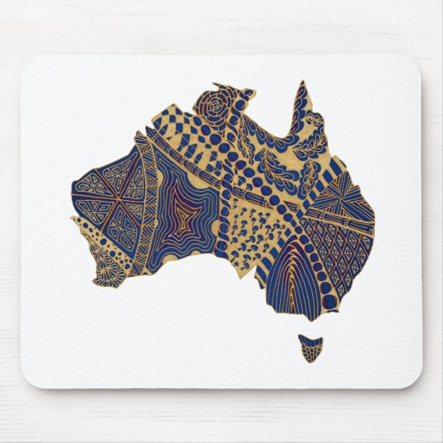 Alfombrilla De Ratón Mapa de Australia Tan-Blue-Red (Frente)