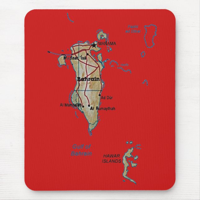 Alfombrilla De Ratón Mapa de Bahréin Mousepad (Frente)