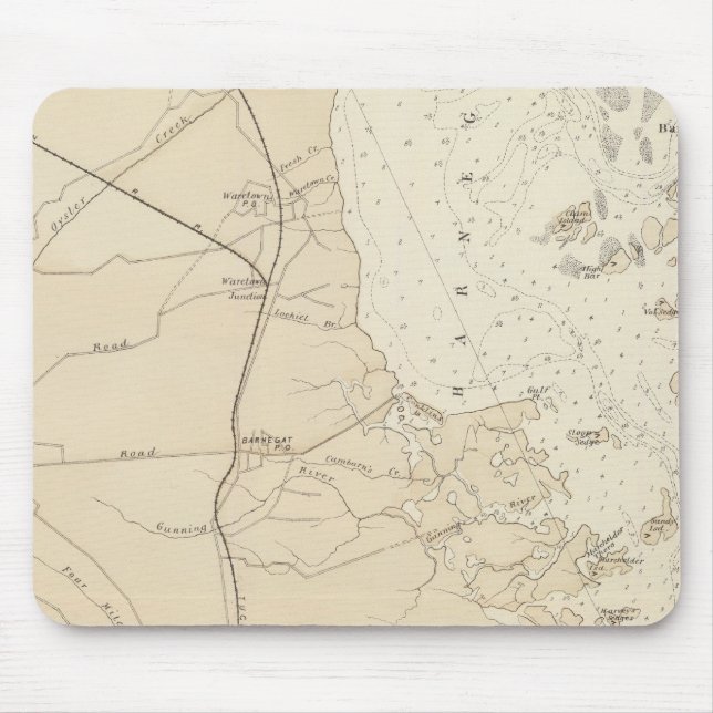 Alfombrilla De Ratón Mapa de Barnegat Bay a Tuckerton (Frente)