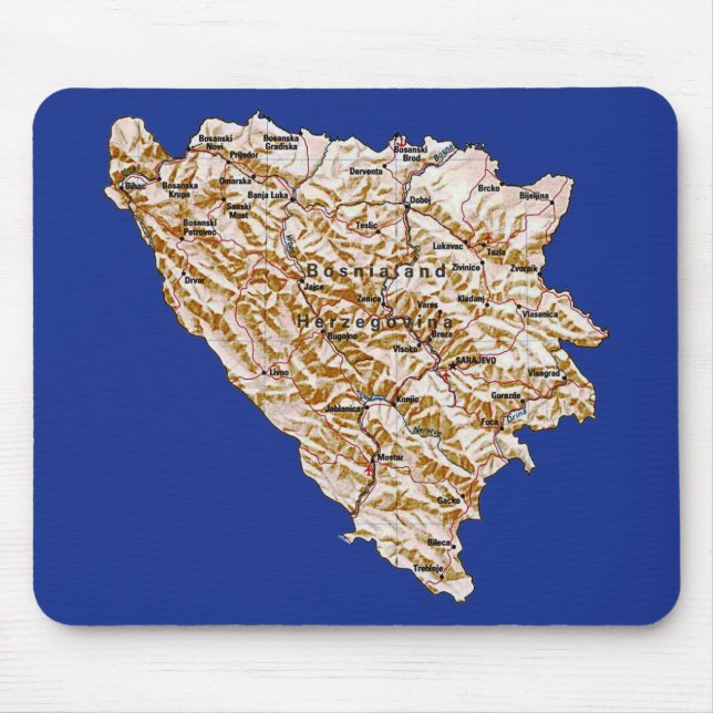 Alfombrilla De Ratón Mapa de Bosnia y Herzegovina Mousepad (Frente)