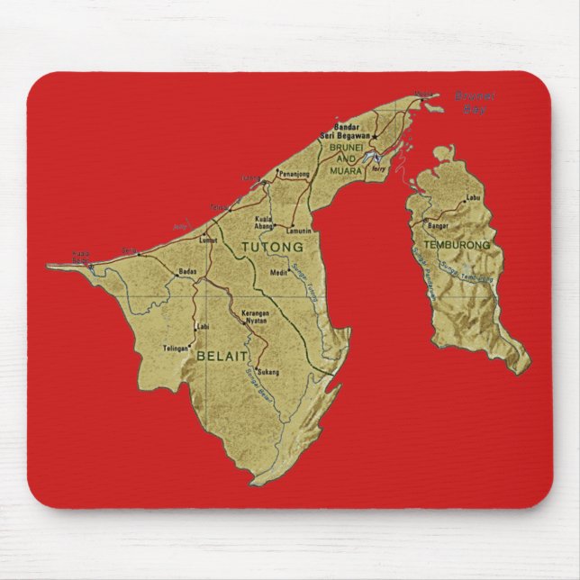 Alfombrilla De Ratón Mapa de Brunéi Mousepad (Frente)