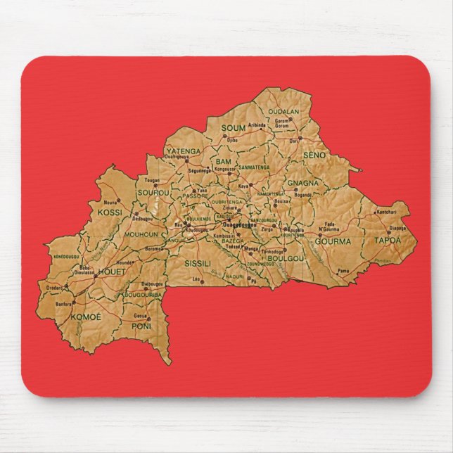Alfombrilla De Ratón Mapa de Burkina Faso Mousepad (Frente)