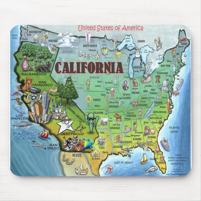 Alfombrilla De Ratón Mapa de California los E.E.U.U. (Frente)