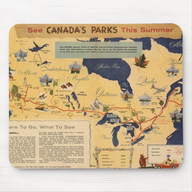 Alfombrilla De Ratón Mapa de Canadá - Parques de Canadá (Frente)