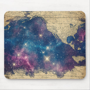Alfombrilla De Ratón Mapa de Carta Estelar Vintage Morado Encantado