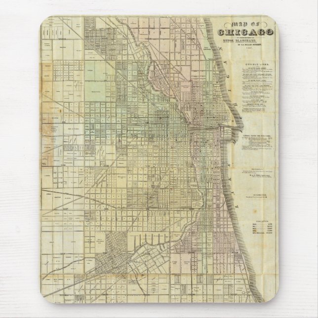 Alfombrilla De Ratón Mapa de Chicago Illinois de 1857 (Frente)