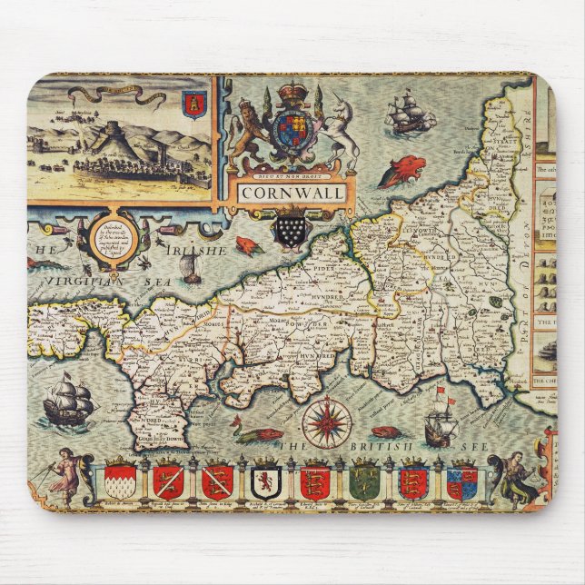 Alfombrilla De Ratón Mapa de Cornualles (Frente)