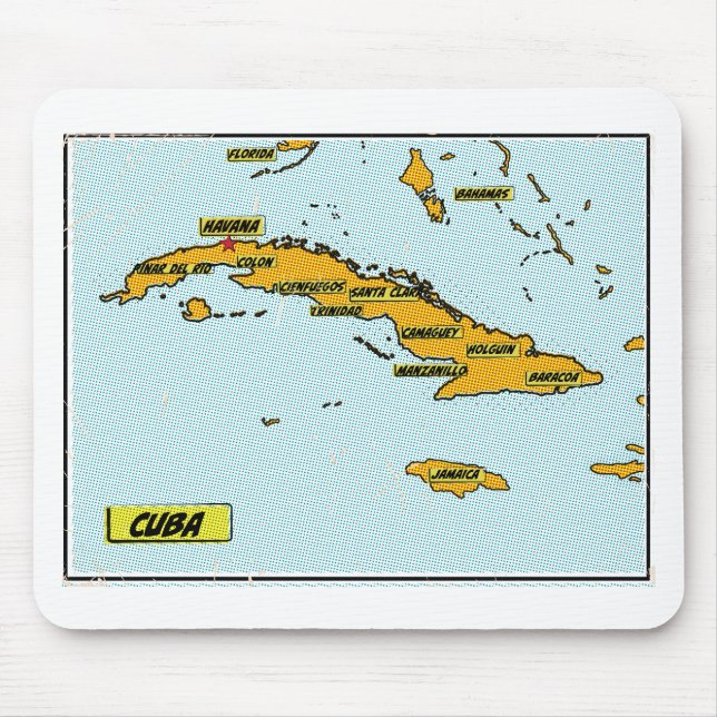 Alfombrilla De Ratón Mapa de Cuba de Cómic Antiguo (Frente)