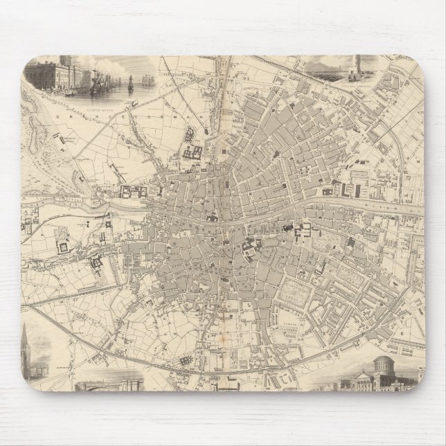 Alfombrilla De Ratón Mapa de Dublín, Irlanda (Frente)