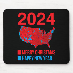 Alfombrilla De Ratón Mapa de elecciones de 2024 Feliz Navidad feliz N