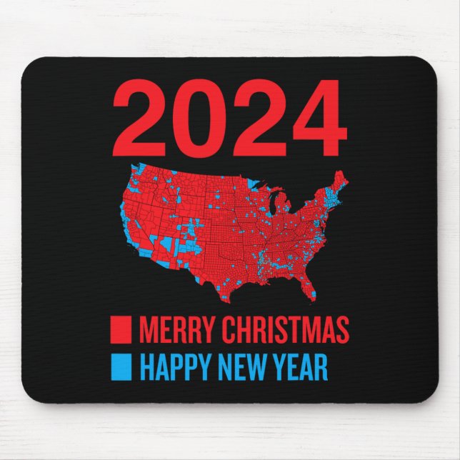 Alfombrilla De Ratón Mapa de elecciones de 2024 Feliz Navidad feliz N (Frente)