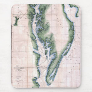 Alfombrilla De Ratón Mapa de época Bahía de Chesapeake y Bahía Delaware