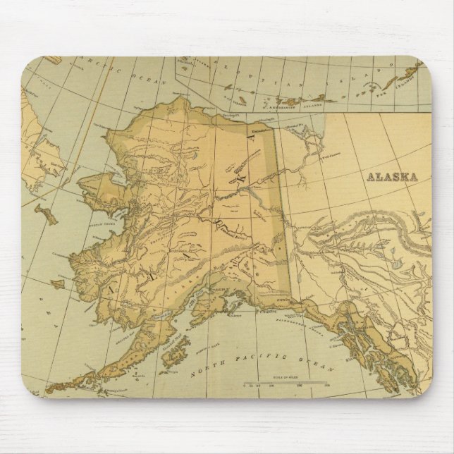 Alfombrilla De Ratón Mapa de época de Alaska (1894) (Frente)