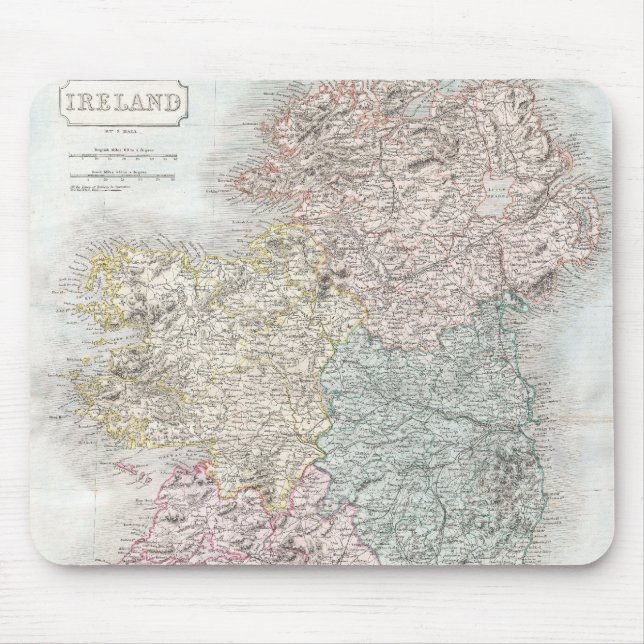 Alfombrilla De Ratón Mapa de época de Irlanda (1850) (Frente)