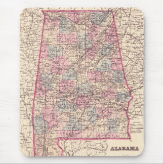Alfombrilla De Ratón Mapa de época de los condados de Alabama (1876)