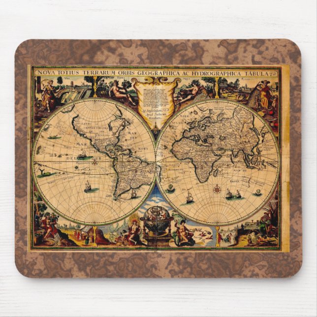 Alfombrilla De Ratón Mapa de época Nova totius terrarum 1625 (Frente)