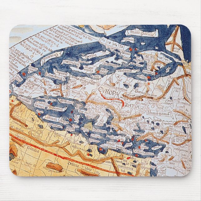Alfombrilla De Ratón Mapa de Europa Central, 1486 (Frente)