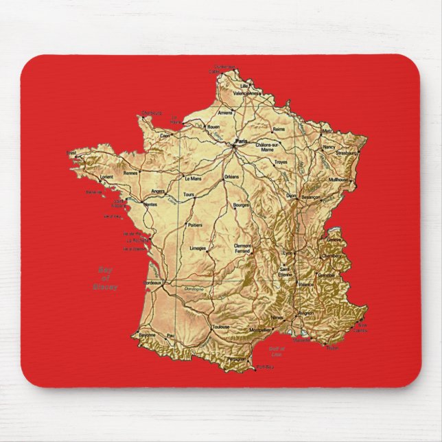 Alfombrilla De Ratón Mapa de Francia Mousepad (Frente)