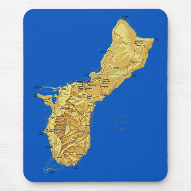 Alfombrilla De Ratón Mapa de Guam Mousepad (Frente)