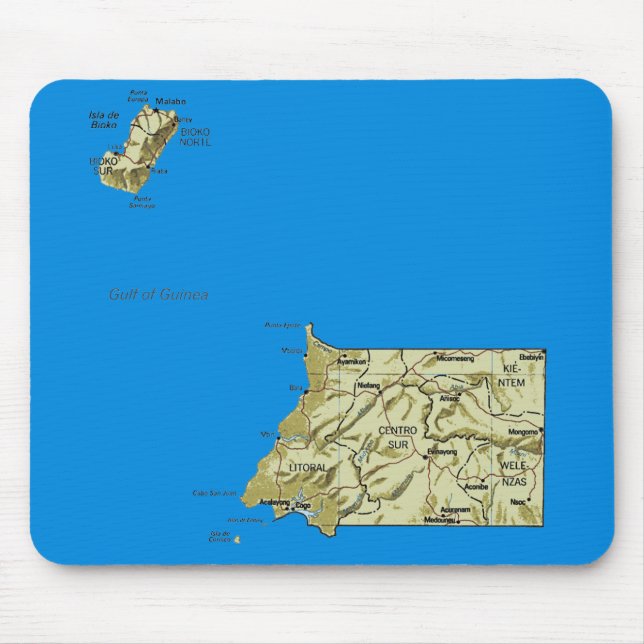 Alfombrilla De Ratón Mapa de Guinea Ecuatorial Mousepad (Frente)