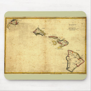 Alfombrilla De Ratón Mapa de Hawái Vintage 1837 - Islas Hawái