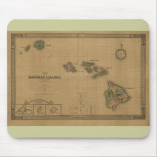 Alfombrilla De Ratón Mapa de Hawái Vintage 1876 - Islas Hawái